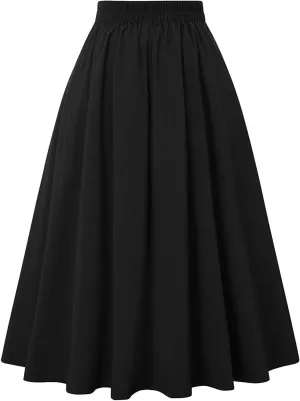Pleated Skirts for Women Elegant A-Line Midi Basic Skirts Teen Girls School Uniform Cheerleader Skirts Skater Skirt
