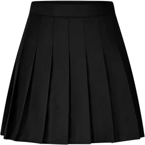 Pleated Skirts for Women High Waisted Zipper Solid Color Athletic Skater Cheerleading A Line Mini Skirt with Shorts
