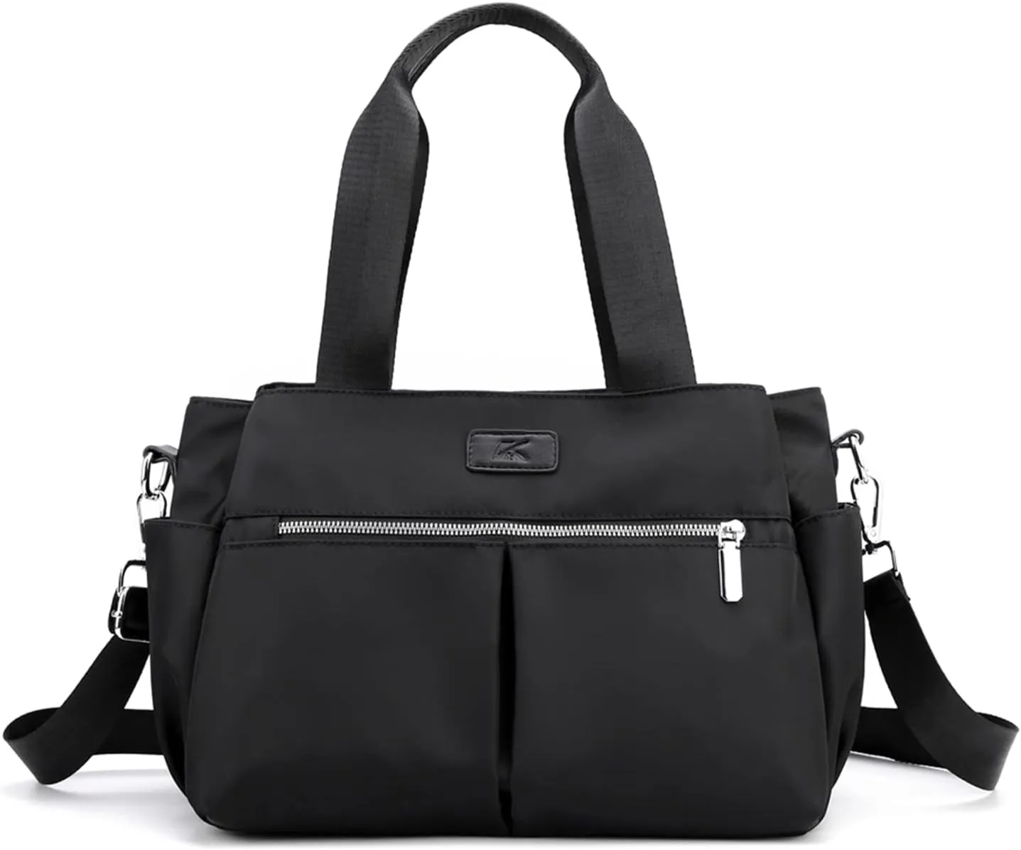 PORRASSO Crossbody Bag Women Shoulder Bag Nylon Multi-pocket Handbag Tote Ladies Satchel for Travel Work Daily Use Black