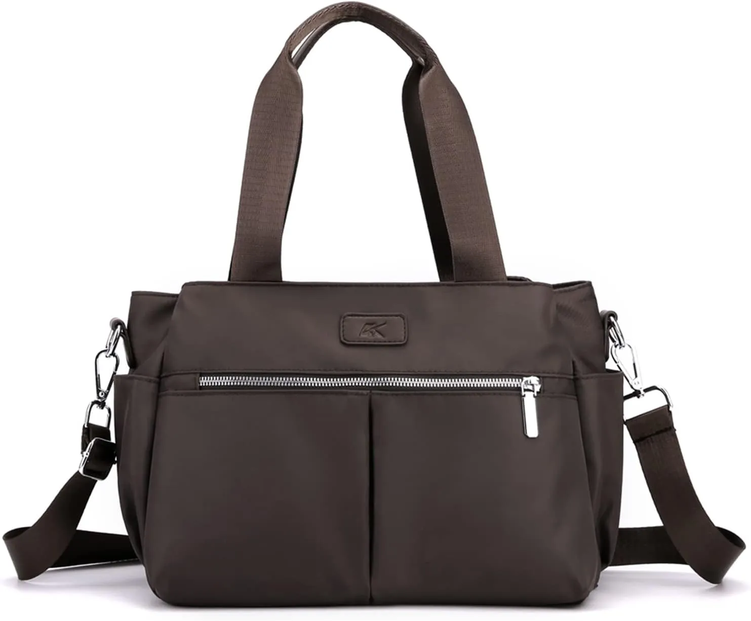 PORRASSO Crossbody Bag Women Shoulder Bag Nylon Multi-pocket Handbag Tote Ladies Satchel for Travel Work Daily Use Brown