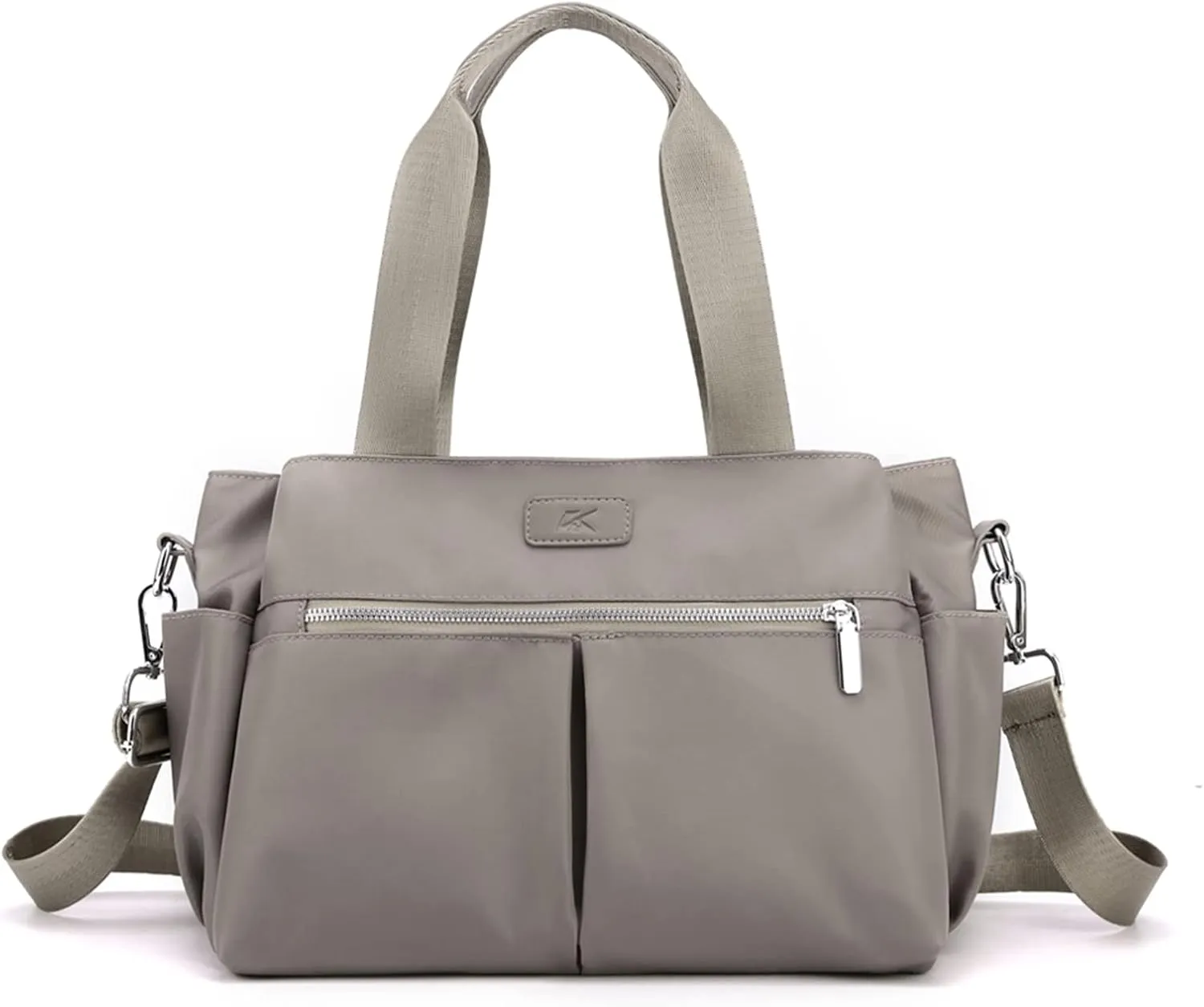 PORRASSO Crossbody Bag Women Shoulder Bag Nylon Multi-pocket Handbag Tote Ladies Satchel for Travel Work Daily Use Grey
