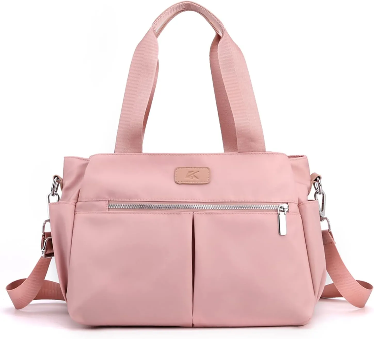 PORRASSO Crossbody Bag Women Shoulder Bag Nylon Multi-pocket Handbag Tote Ladies Satchel for Travel Work Daily Use Pink