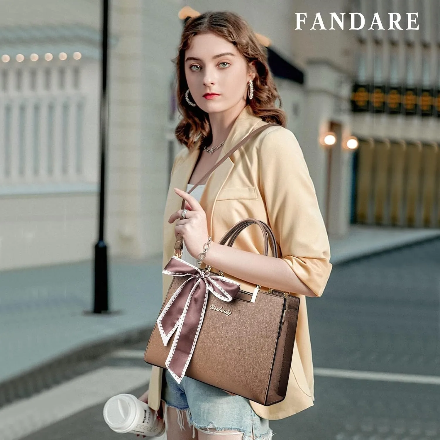 PU Leather Shoulder Womens Lightweight Top Handle Crossbody Messenger for Work Travel Roomy Fashion Totes Handbag
