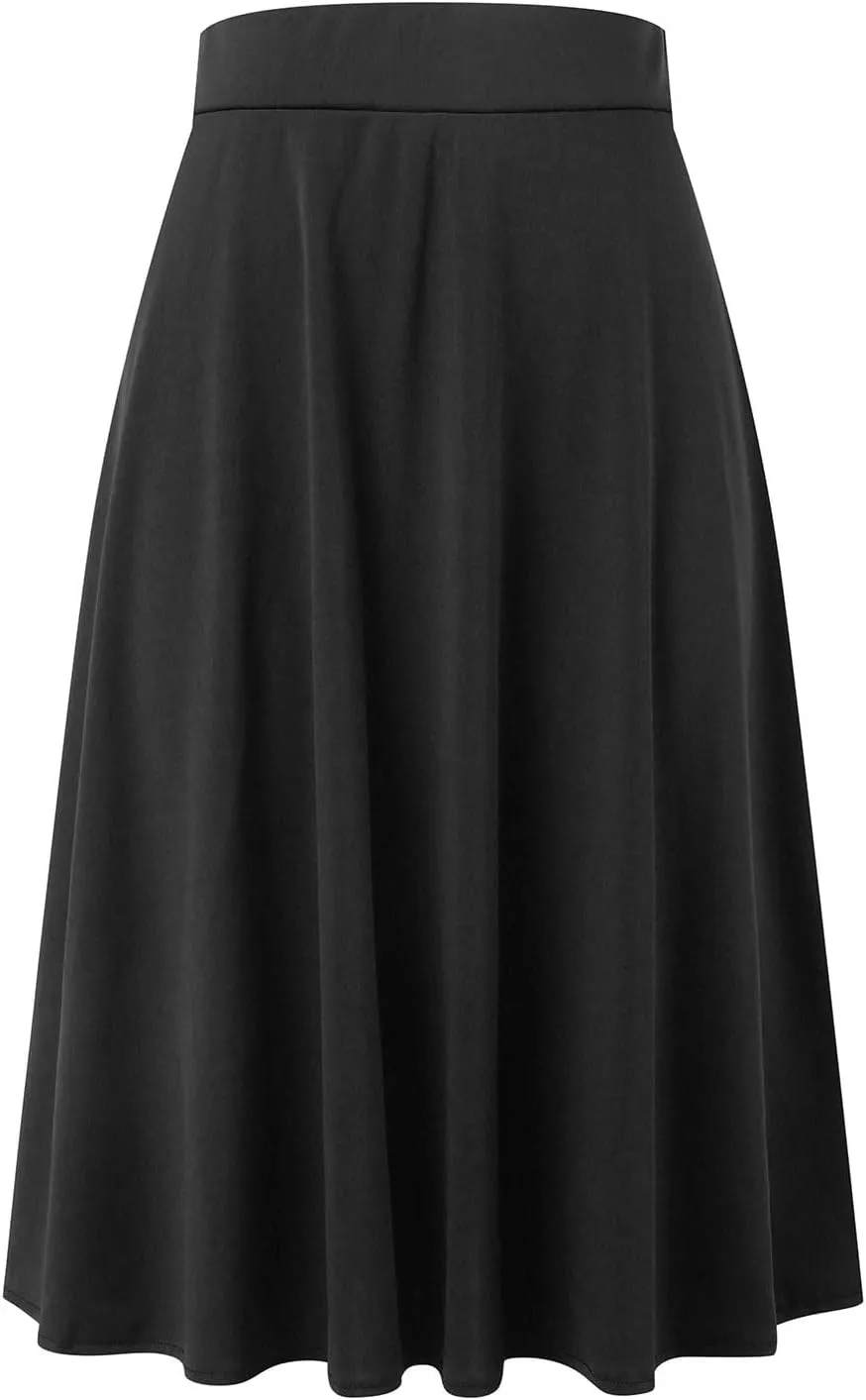 Pullover Skirts for Women High Waisted Casual Midi Length Elastic Waist Skirt with Minimalist Lightweight Fabric