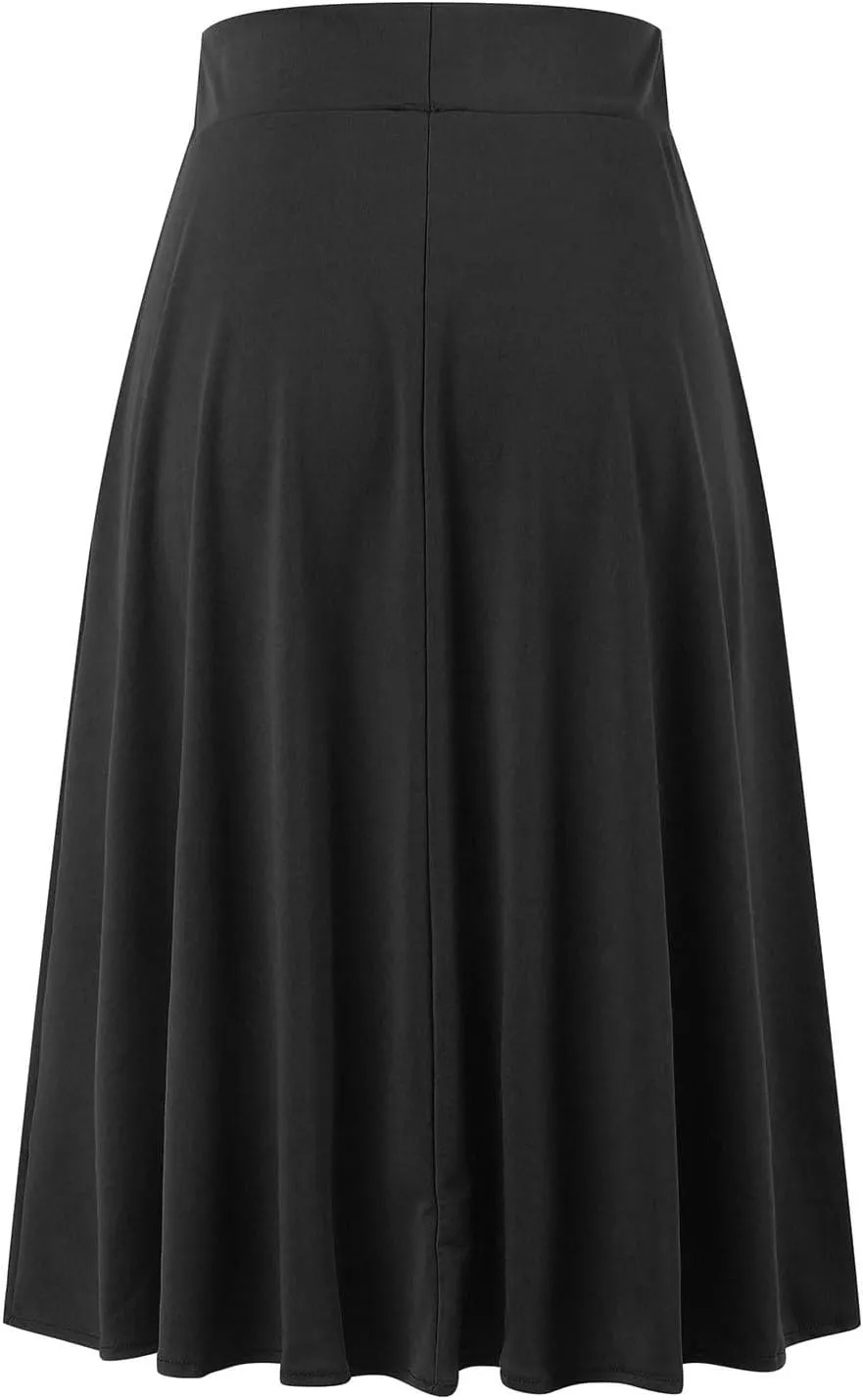 Pullover Skirts for Women High Waisted Casual Midi Length Elastic Waist Skirt with Minimalist Lightweight Fabric