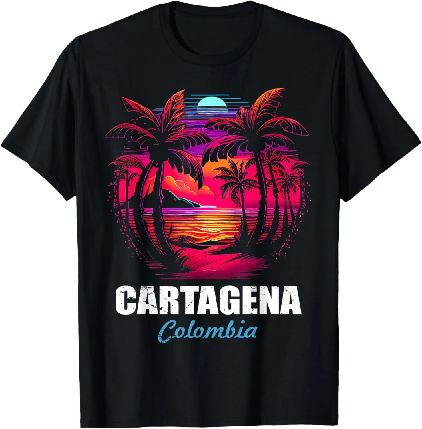Retro Cartagena Colombia Sunset Vintage Vacation Souvenir T-Shirt