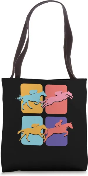 Retro Pop Art Equestrian Sport Horse Riding Vintage Dressage Tote Bag