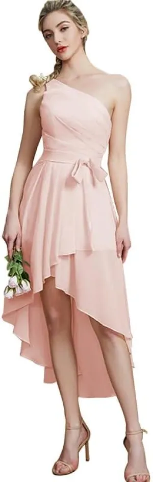 Short Bridesmaid Dresses 2025 One Shoulder Chiffon Cocktail Gowns for Women High Low A Line Wedding Party Dresses