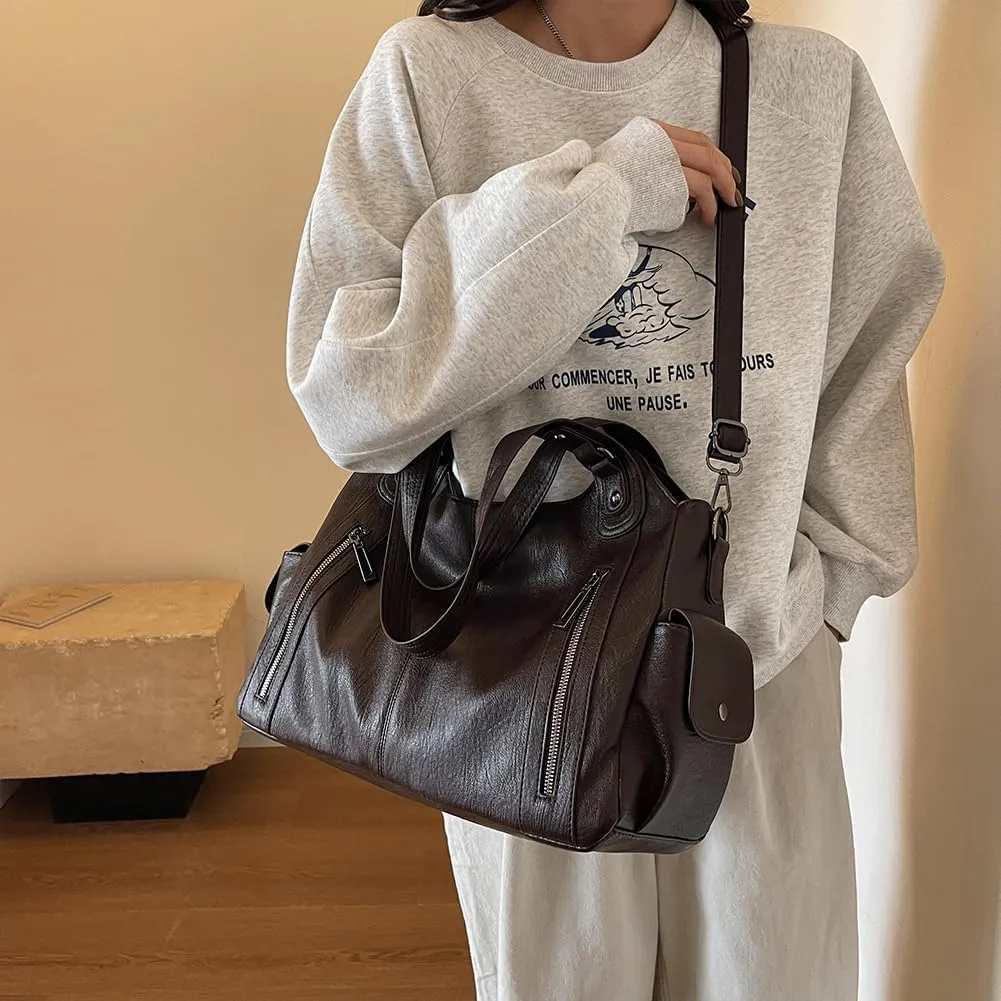 Shoulder Bags Vegan PU Leather Concealed Carry Purse for Women Crossbody Bag Multi Pockets Hobo Handbags