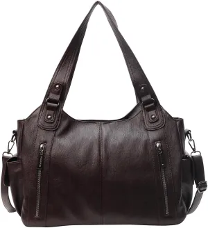 Shoulder Bags Vegan PU Leather Concealed Carry Purse for Women Crossbody Bag Multi Pockets Hobo Handbags