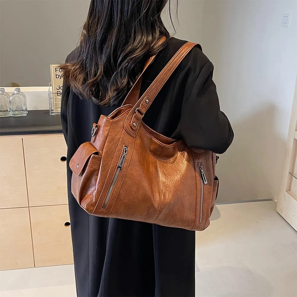 Shoulder Bags Vegan PU Leather Concealed Carry Purse for Women Crossbody Bag Multi Pockets Hobo Handbags