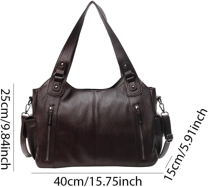 Shoulder Bags Vegan PU Leather Concealed Carry Purse for Women Crossbody Bag Multi Pockets Hobo Handbags