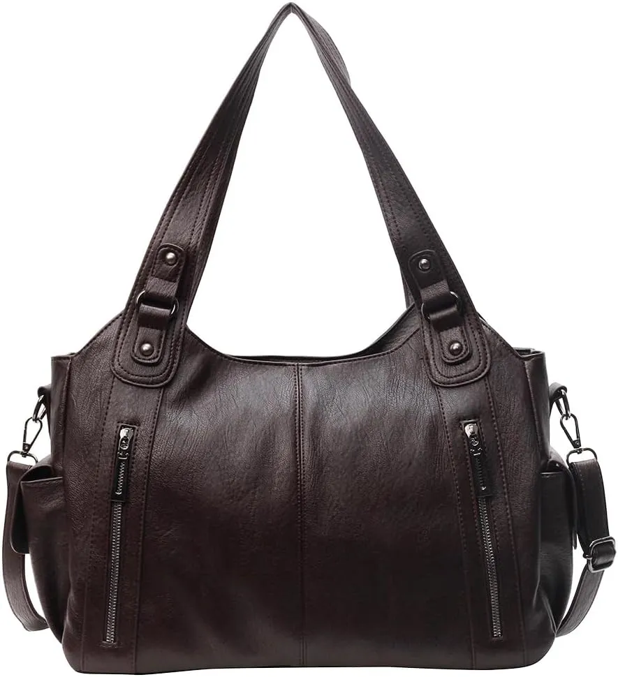 Shoulder Bags Vegan PU Leather Concealed Carry Purse for Women Crossbody Bag Multi Pockets Hobo Handbags