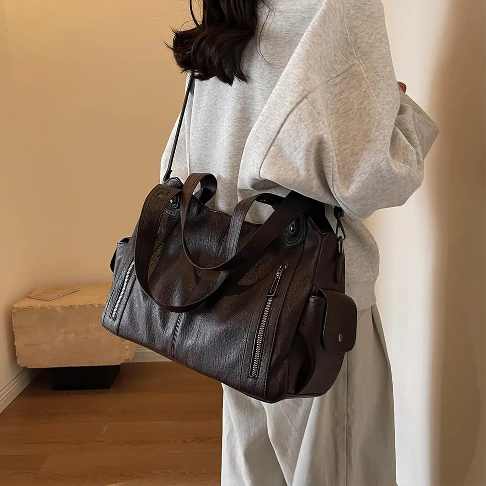 Shoulder Bags Vegan PU Leather Concealed Carry Purse for Women Crossbody Bag Multi Pockets Hobo Handbags