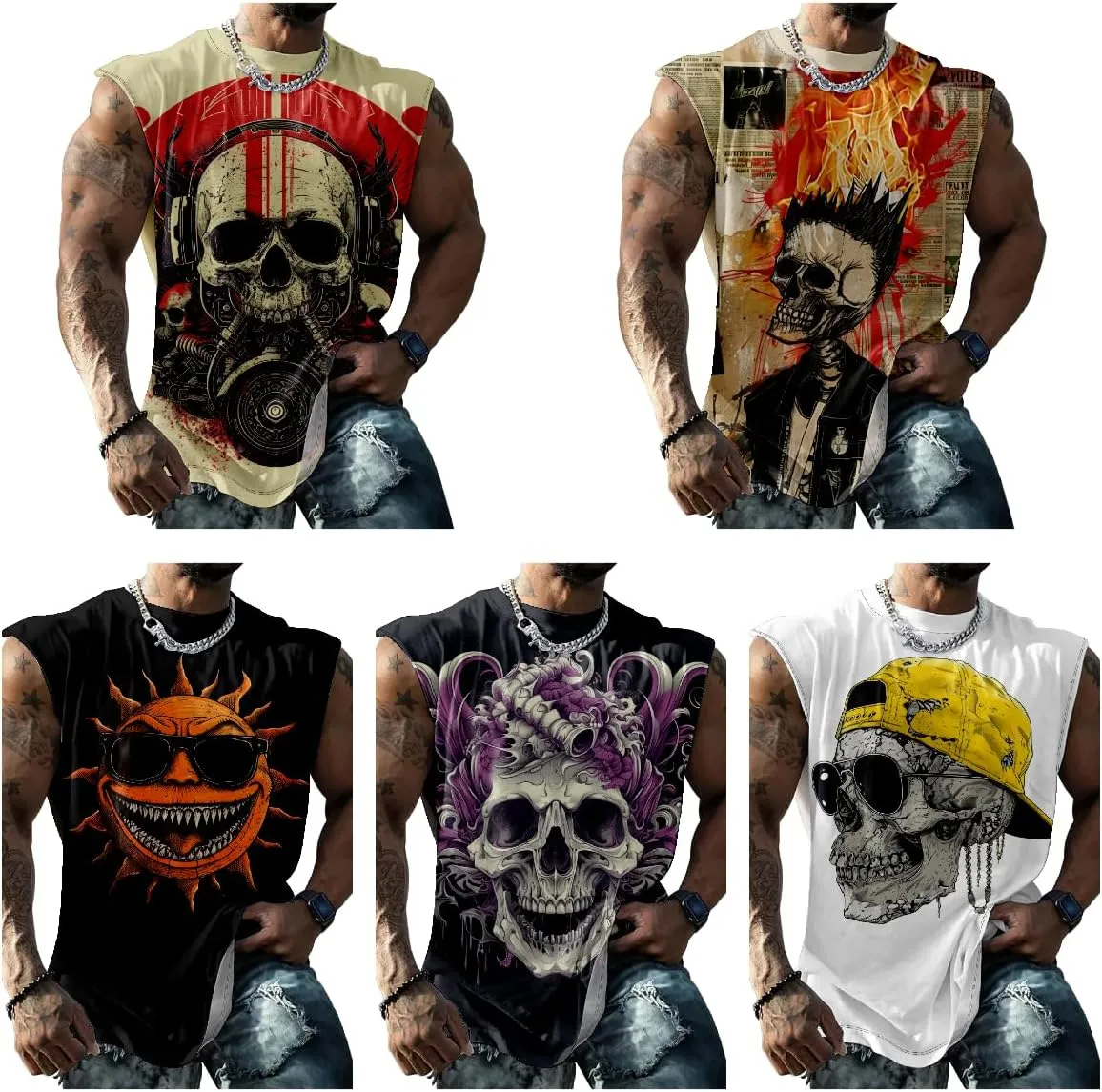 Sleeveless T Shirts for Men Muscle Tank Top Summer Funny Bodybuilder Workout Gym Tank Tops Comfy Tank Tops