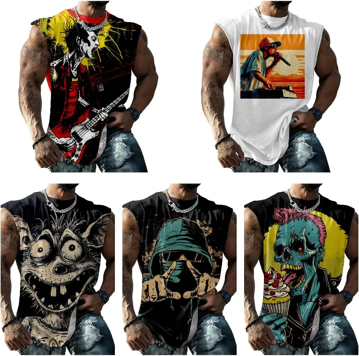 Sleeveless T Shirts for Men Muscle Tank Top Summer Funny Bodybuilder Workout Gym Tank Tops Comfy Tank Tops