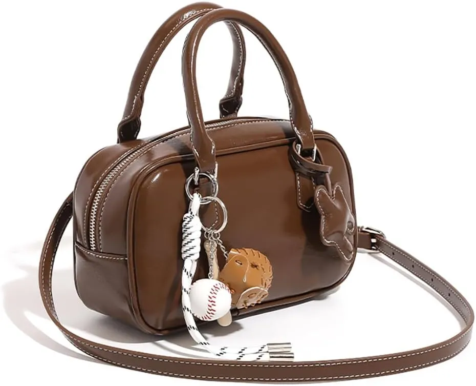 Small Top Handle Satchels for Women Retro Leather Crossbody Bags Trendy Ladies Handbag Bowler Bags Cute Square Purse