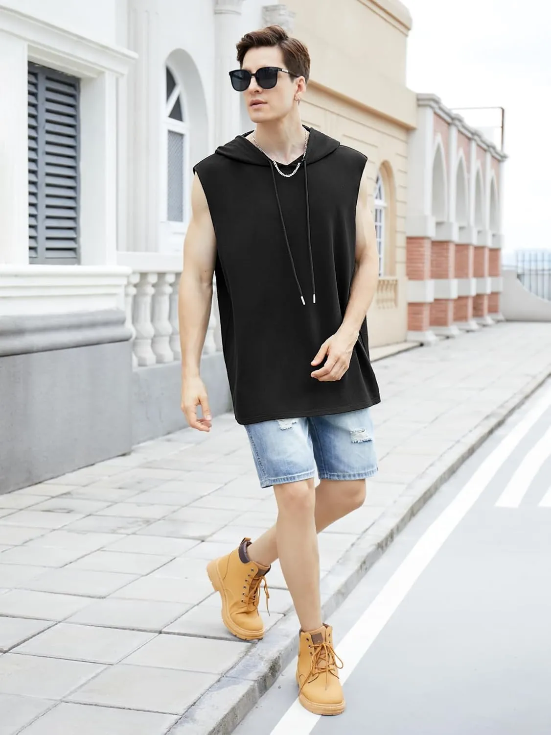 SOLY HUX Men's Plus Size Sleeveless Hooded Tank Tops Summer Hoodies Vest Muscle Gym Big and Tall Tops