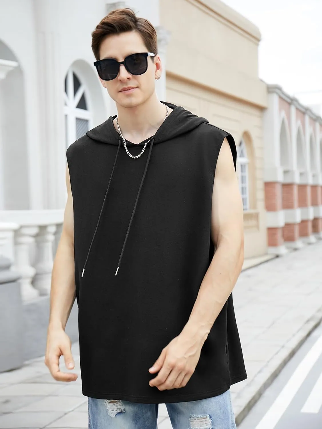 SOLY HUX Men's Plus Size Sleeveless Hooded Tank Tops Summer Hoodies Vest Muscle Gym Big and Tall Tops