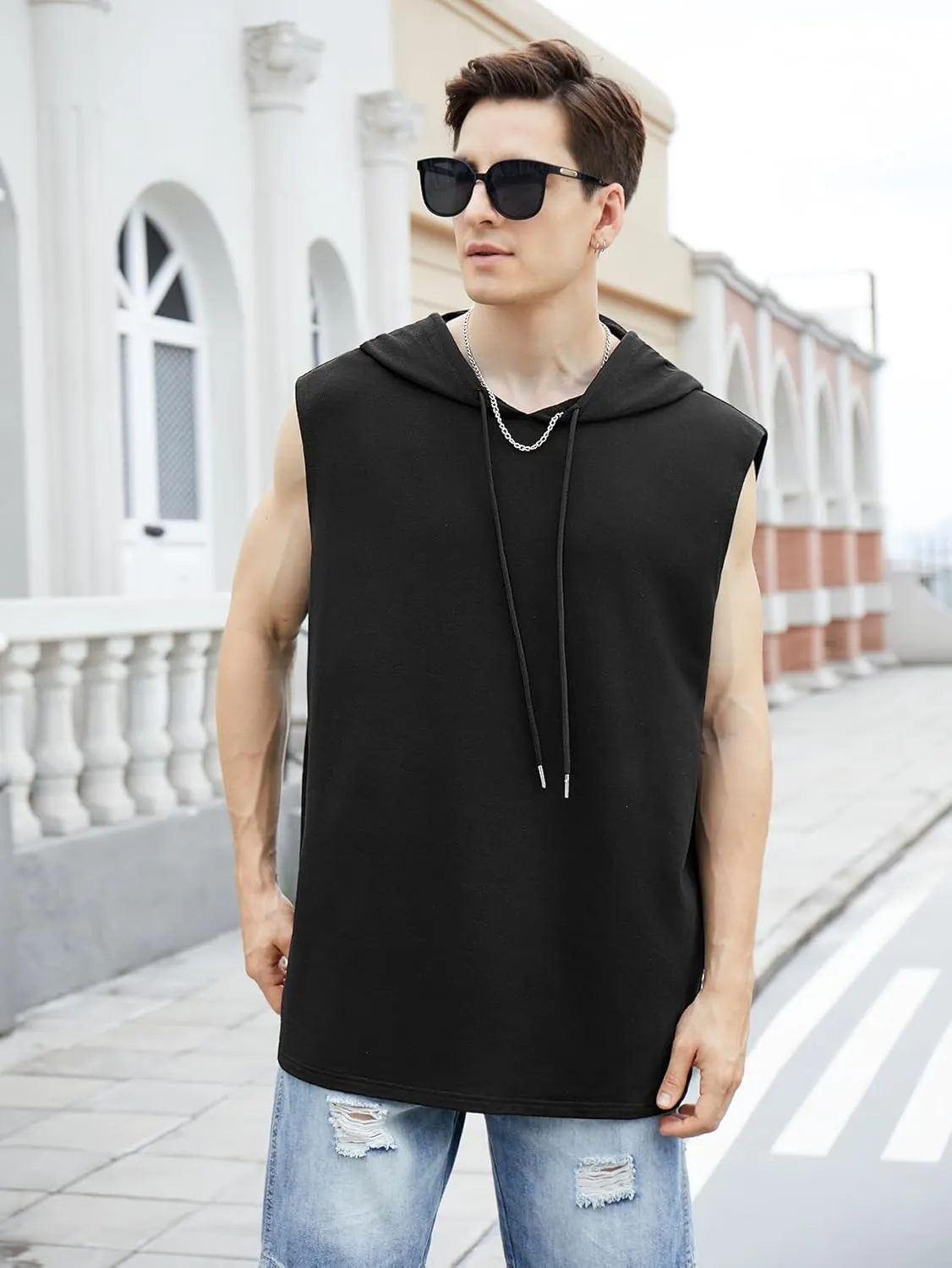 SOLY HUX Men's Plus Size Sleeveless Hooded Tank Tops Summer Hoodies Vest Muscle Gym Big and Tall Tops