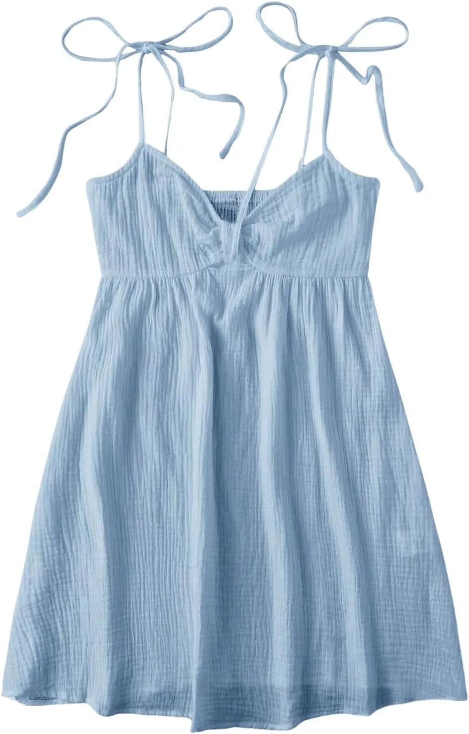 SOLY HUX Women's Summer Dress Tie Shoulder Spaghetti Strap Ruched Flowy Cami Mini Dresses Sundress
