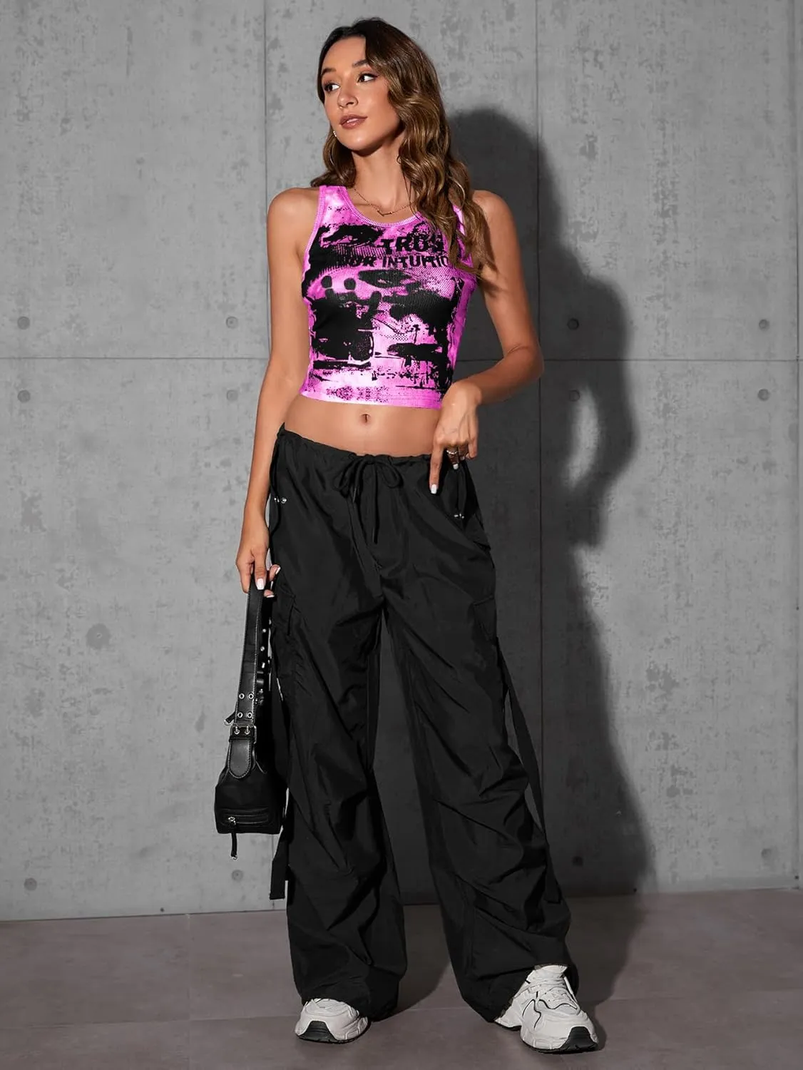 SOLY HUX Women's Y2K Gothic Graphic Tank Tops Scoop Neck Sleeveless Crop Going Out Tops Summer Clothes