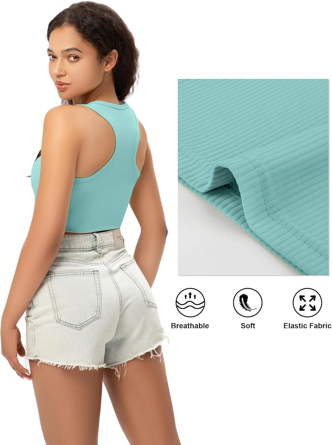 Sports Crop Tank Tops for Women Cropped Workout Tops Racerback Running Yoga Tanks Cotton Sleeveless Gym Shirts