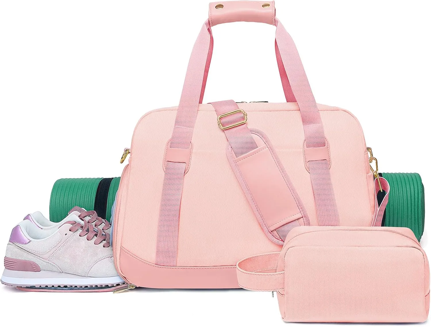 Sports Gym Bag for Women, Travel Duffle Bag with Shoe Compartment & Wet Pocket, Fitness Yoga Bag Weekender Overnight Bag Small