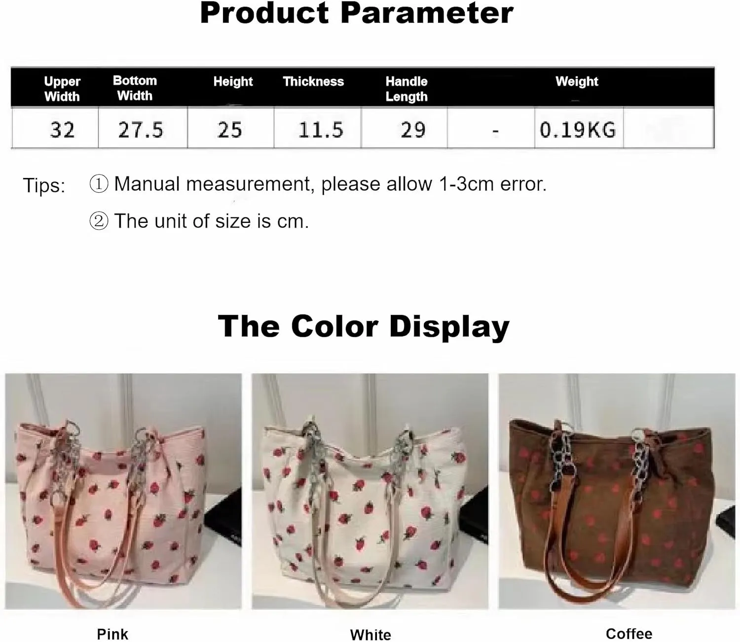 Strawberry Tote Bag Cute Aesthetic Canvas Tote Bag for Women Cloth Cotton Totes Bag for Work Beach Shopping Gift
