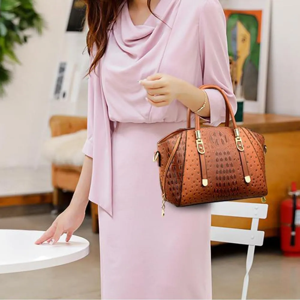 Stylish Handbags for Women PU Leather Satchel Bags Shoulder Bag Top Handle Handbag Ladies Work Purse Zipper Totes