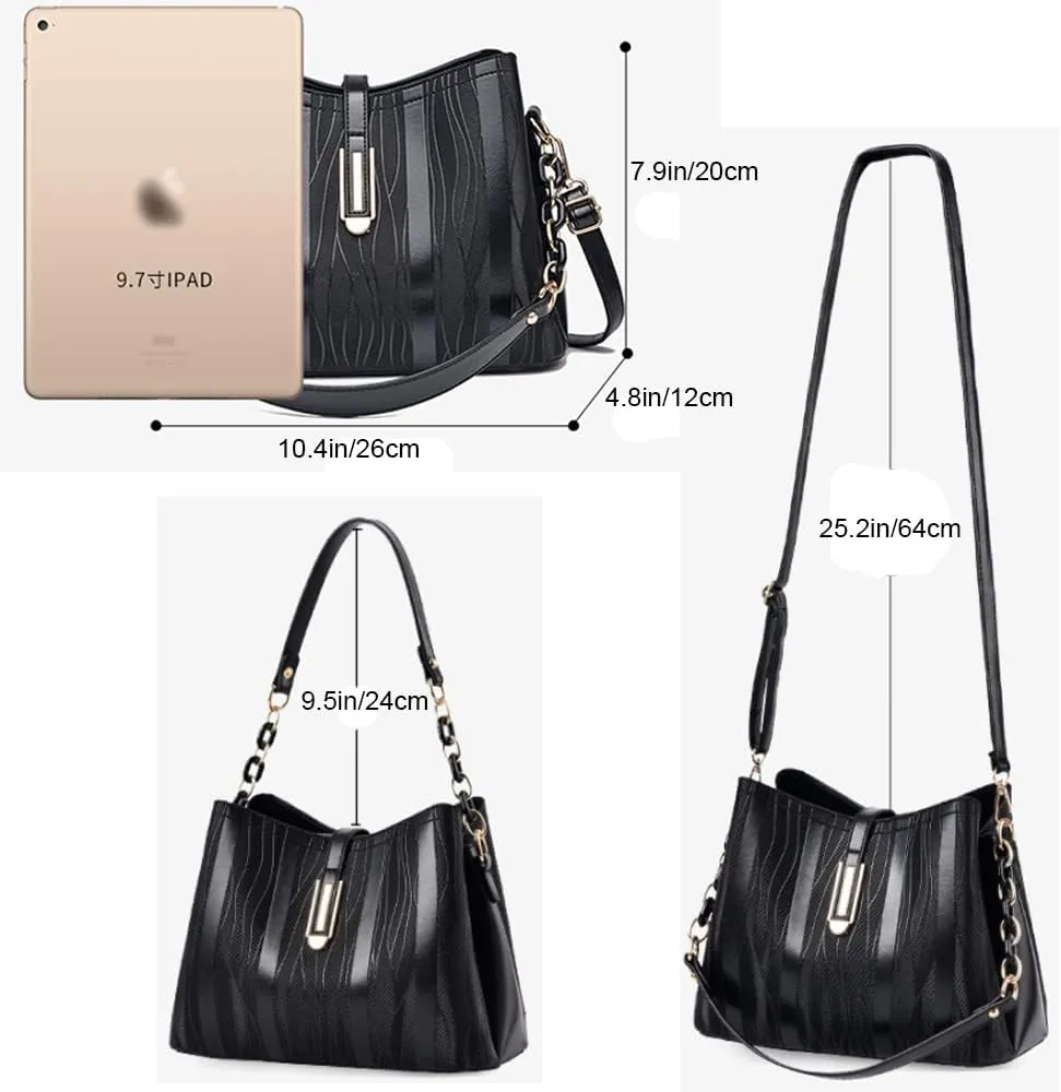 Stylish Women Crossbody Bags Faux Leather Hobo Handbags Satchel Single Shoulder Bag Textured Printing Small Totes -Blue