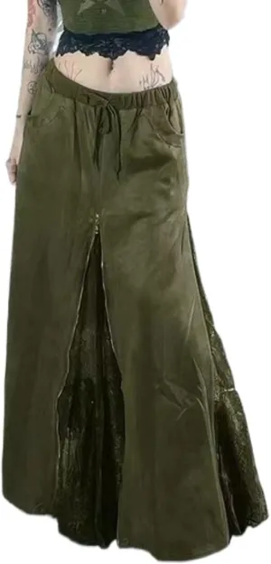 Sumleno Y2K Aesthetic Midi Skirt for Women Floral Print Mermaid Long Skirt 90s E-Girl Vintage Fairycore Grunge Streetwear