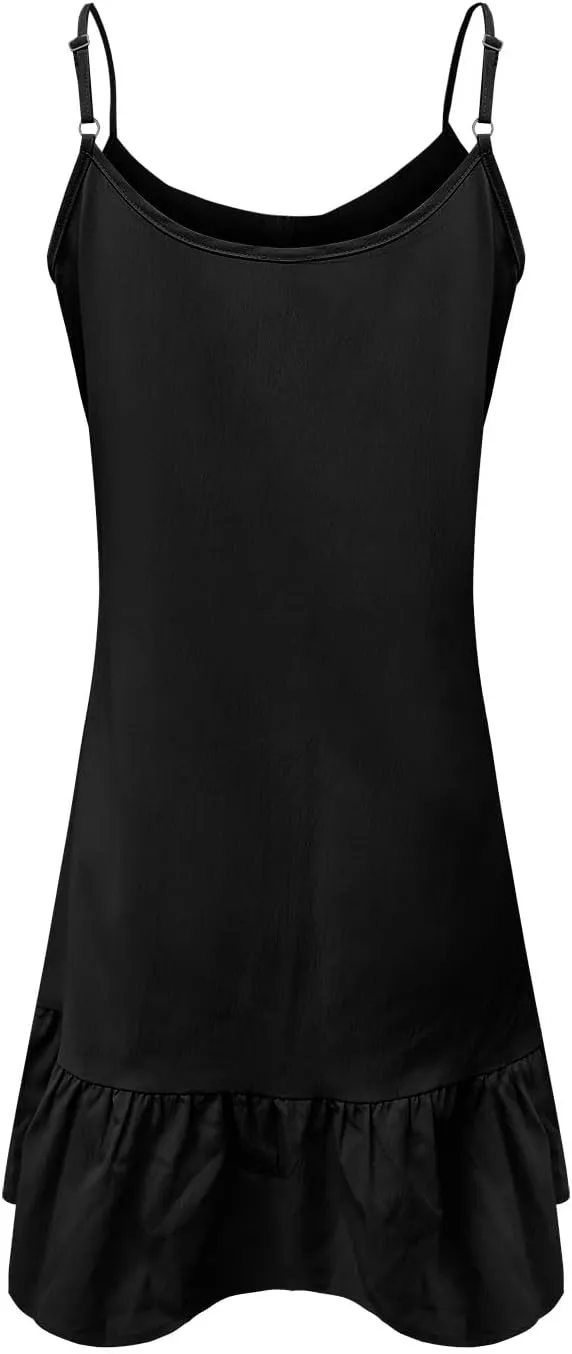 Summer Beach Dresses for Women Mini Dress Sexy Spaghetti Strap Sun Dresses Trendy Ruffle Dress Short Hawaiian Dresses