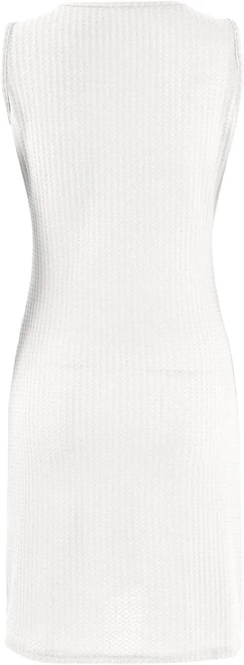 Summer Dresses for Women 2025 Sleeveless Beach Swimsuit Coverup Boho Sundress Twisted Tank Mini Dress Vacation Outfits