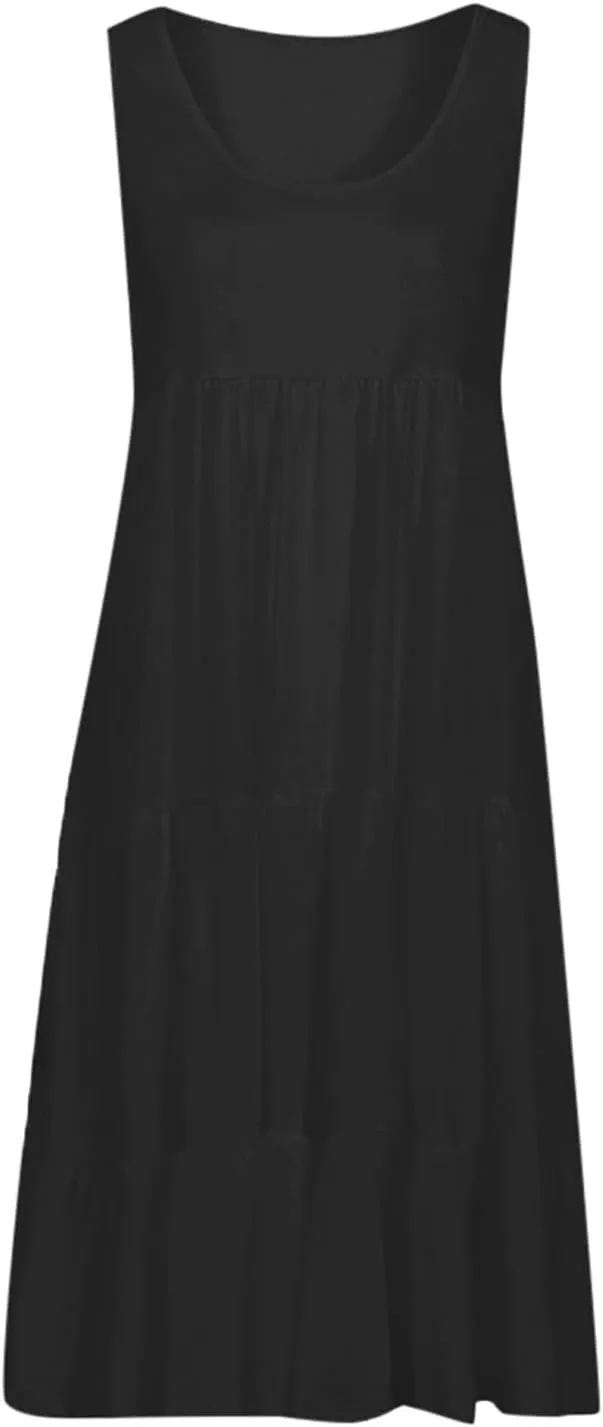 Summer Dresses for Women 2025 Vacation Sun Dresses Sexy Sleeveless Beach Dress Flowy Midi Ruffle Dress Casual Dresses