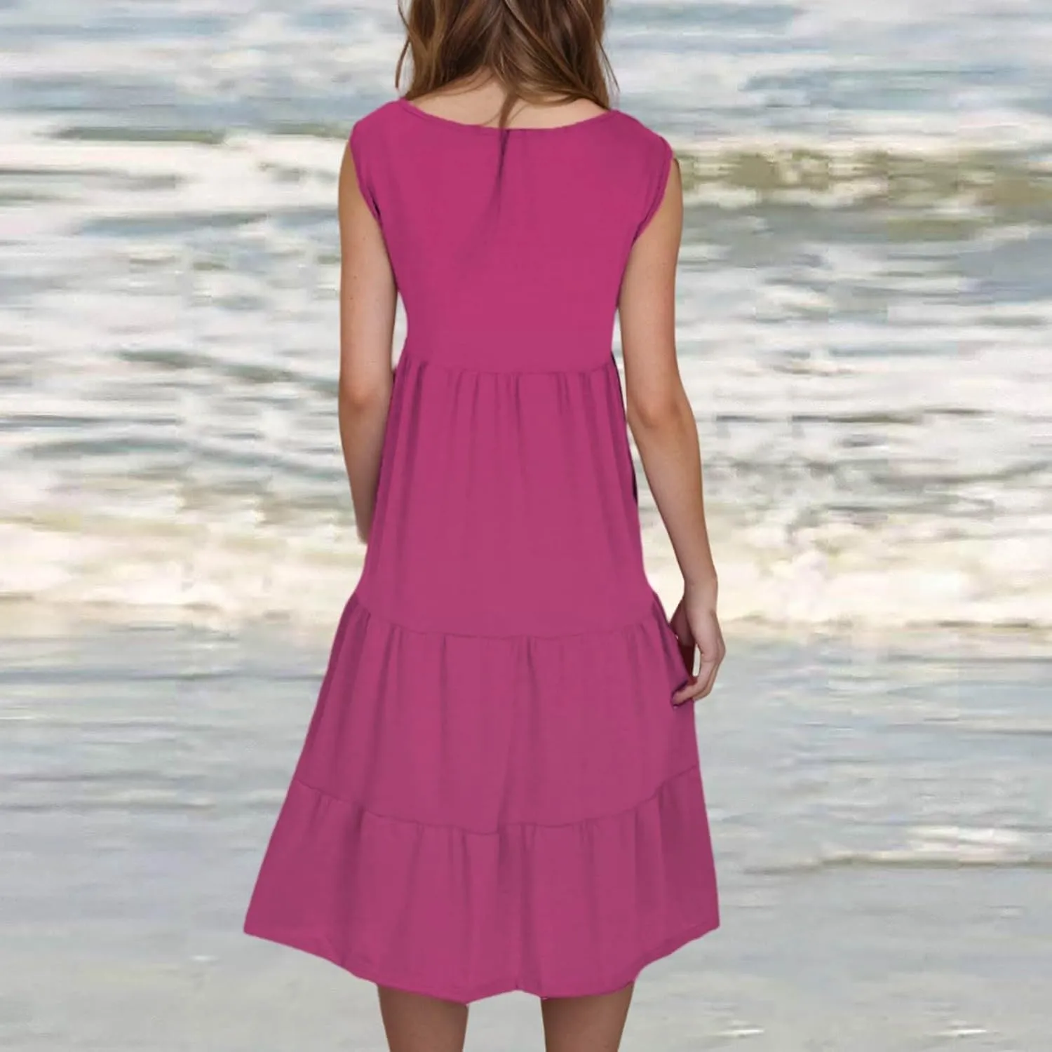 Summer Dresses for Women Plus Size Beach Dress Casual Sundresses Sexy Sleeveless Babydoll Dress Flowy Midi Dresses
