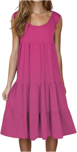 Summer Dresses for Women Plus Size Beach Dress Casual Sundresses Sexy Sleeveless Babydoll Dress Flowy Midi Dresses