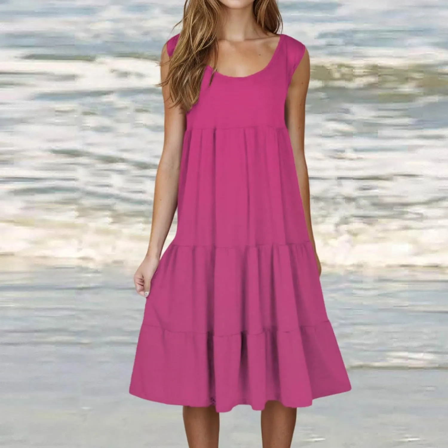 Summer Dresses for Women Plus Size Beach Dress Casual Sundresses Sexy Sleeveless Babydoll Dress Flowy Midi Dresses