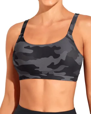 Tempt Me Women Sports Bra Bikini Tops Scoop Neck Bathing Suits Top Padded Swim Crop Tops Only