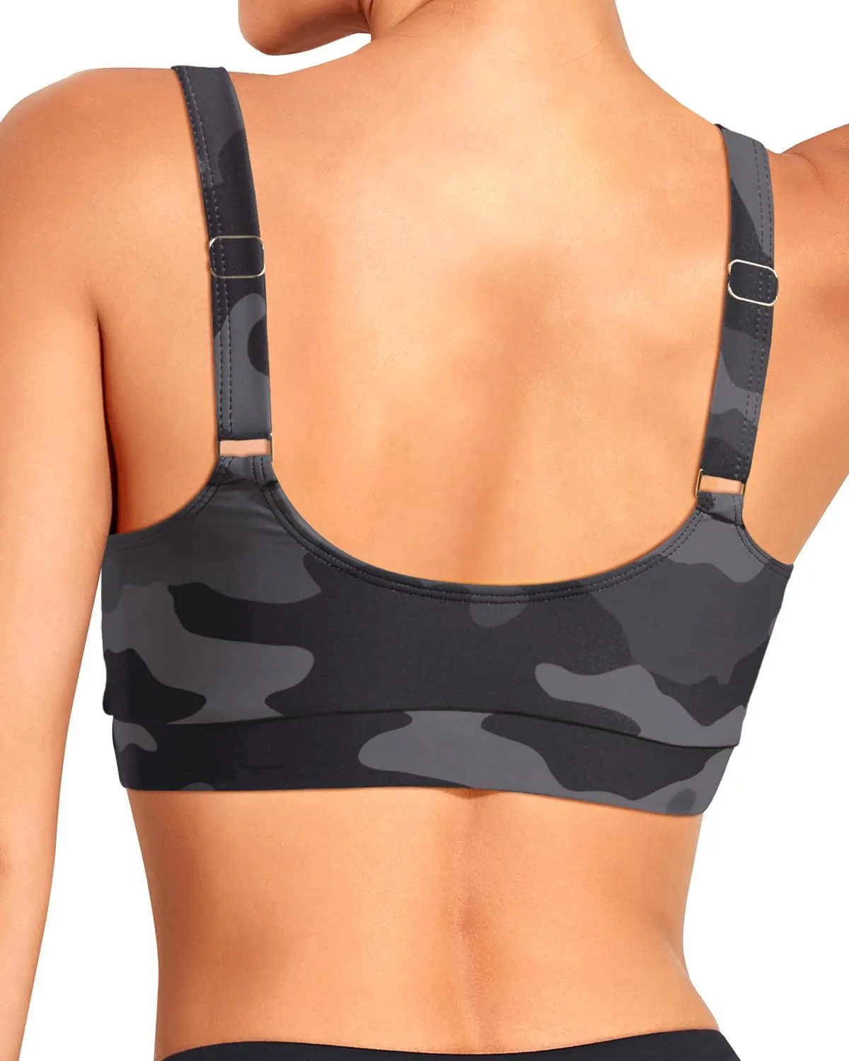Tempt Me Women Sports Bra Bikini Tops Scoop Neck Bathing Suits Top Padded Swim Crop Tops Only