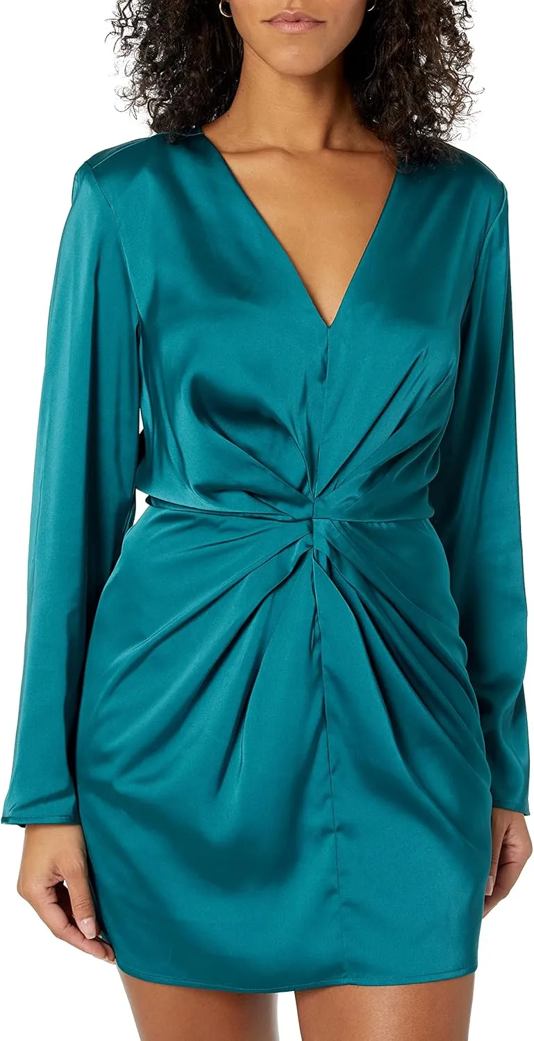 The Drop Women's Tate Twist-Front Deep V-Neck Mini Dress