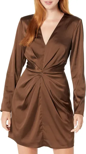 The Drop Women's Tate Twist-Front Deep V-Neck Mini Dress