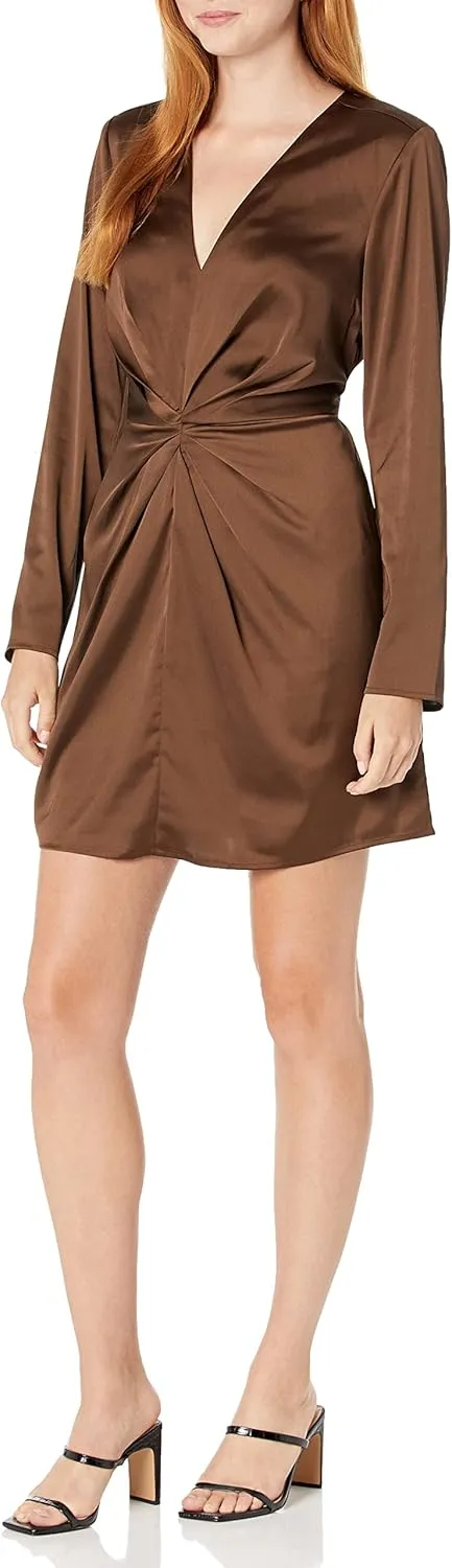 The Drop Women's Tate Twist-Front Deep V-Neck Mini Dress