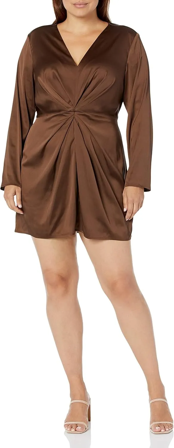 The Drop Women's Tate Twist-Front Deep V-Neck Mini Dress