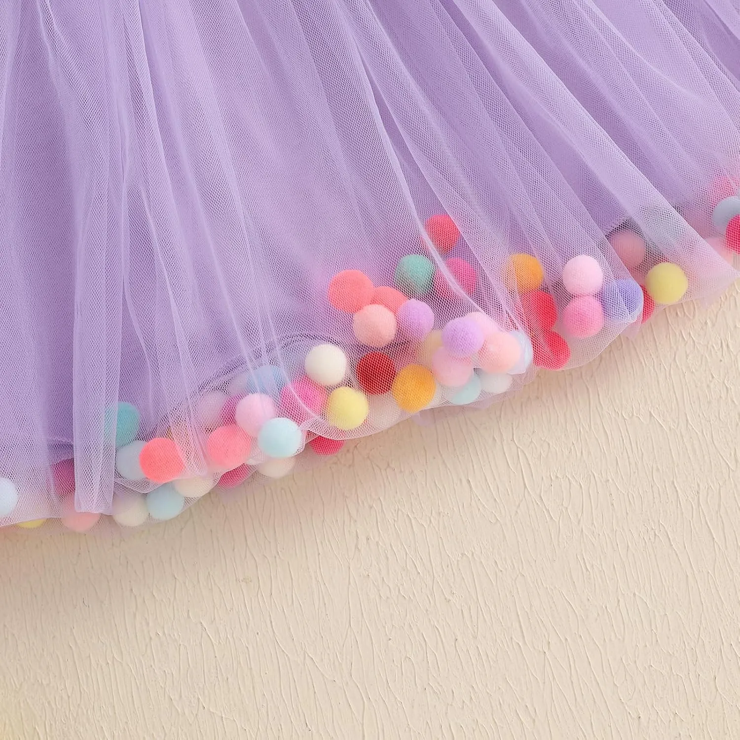 Toddler Girl Tutu Skirt Colorful Floating Pom Poms Tulle Skirts Headband Birthday Tutu Outfit Princess Ballet Dress