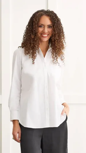 Top - Classic White Button Up Shirt