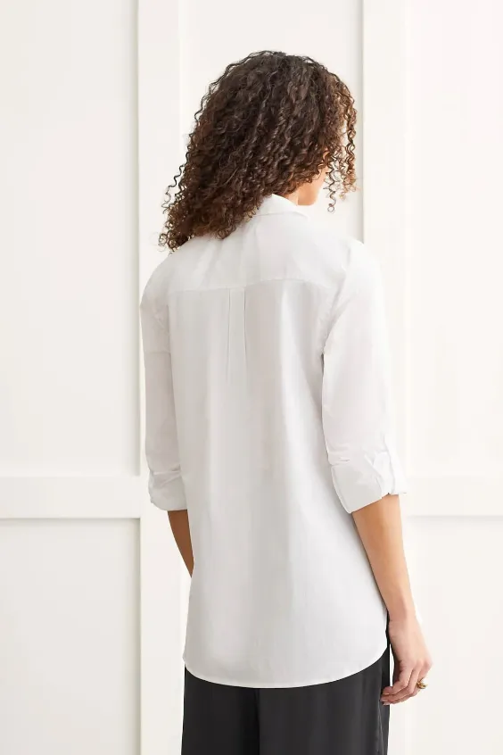 Top - Classic White Button Up Shirt