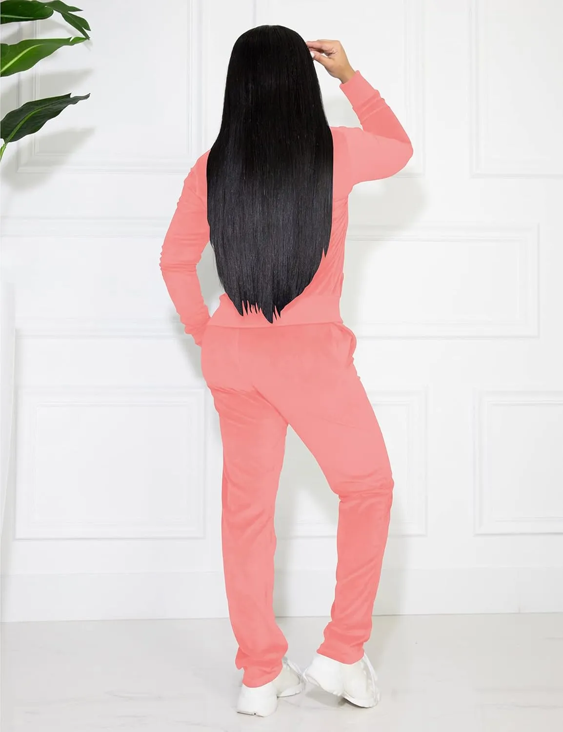 TOPSRANI Womens Velour Sweatsuits Velvet Tracksuit 2 Piece Outfits Casual Jogging Sweat Suits Matching Jogger Pants Set