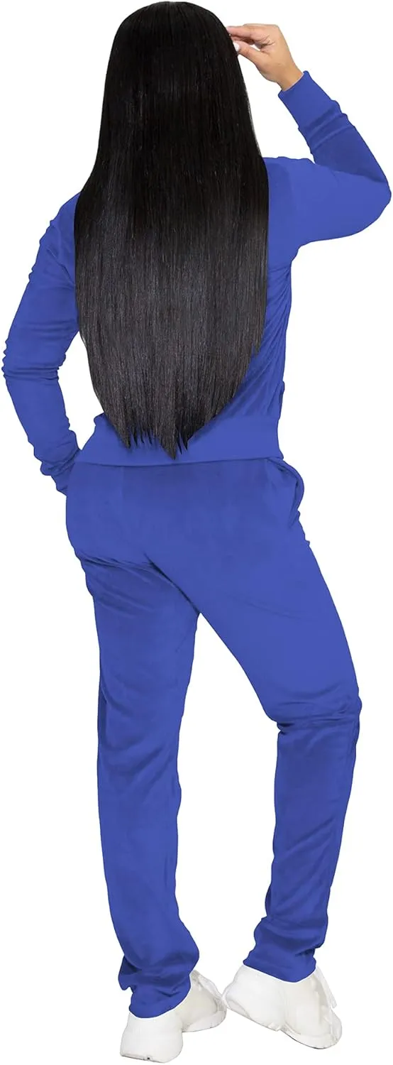 TOPSRANI Womens Velour Sweatsuits Velvet Tracksuit 2 Piece Outfits Casual Jogging Sweat Suits Matching Jogger Pants Set