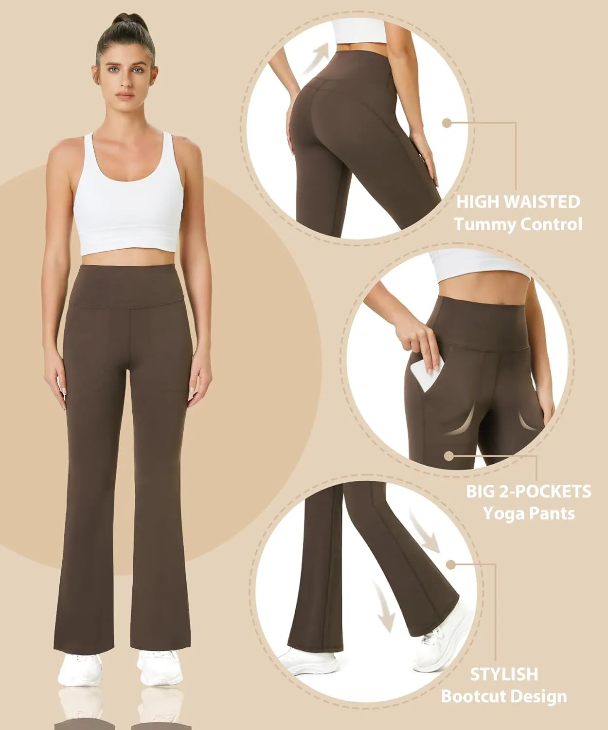 TOPYOGAS Women's Casual Yoga Pants with Pockets Tummy Control High Waist Leggings Workout Pants with Pockets